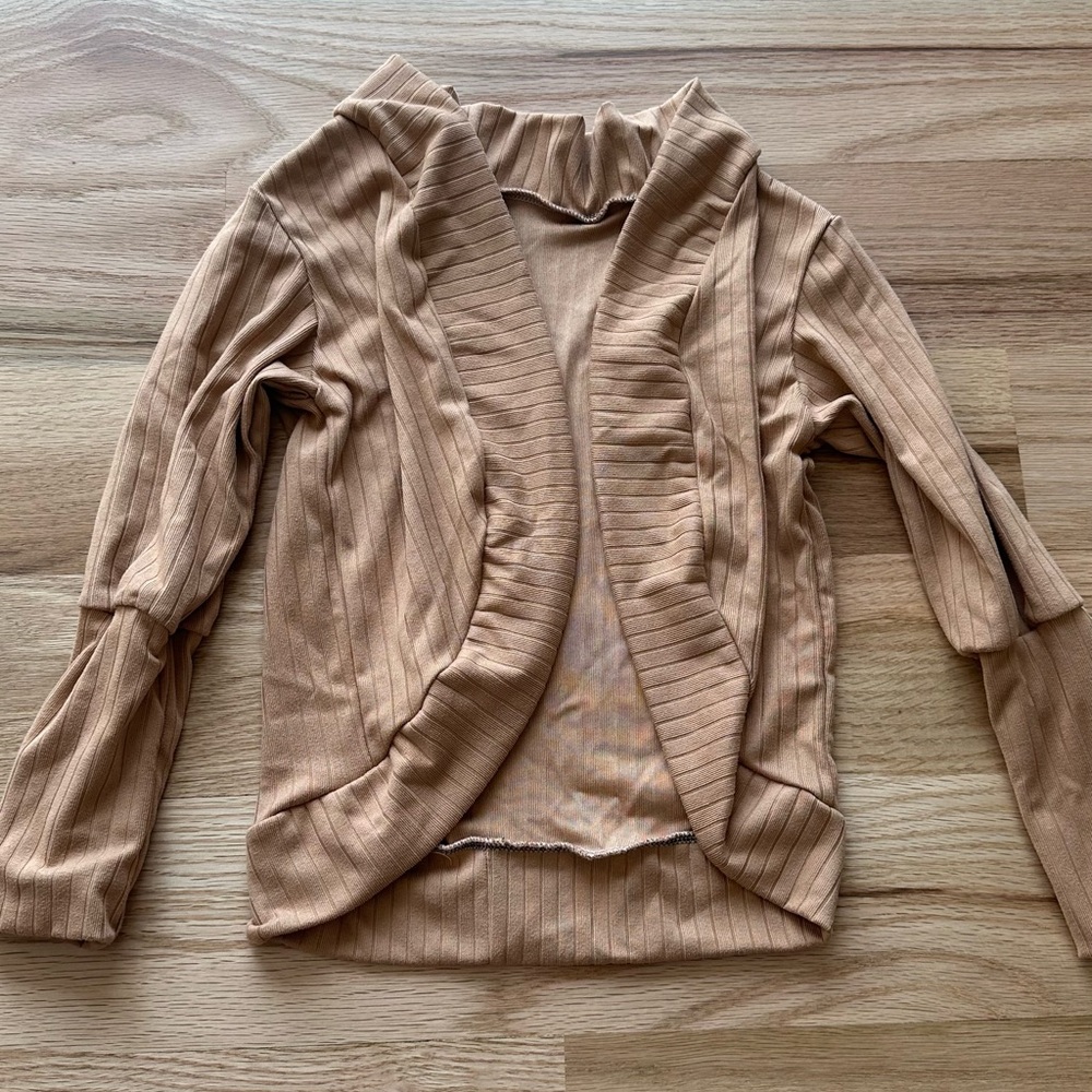 Handmade- Tan Ribbed Toddler Cardigan